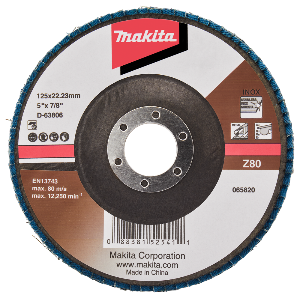 Makita accessoires disque de ponçage à lamelles 125mm z80 - d-63806-10 d-63806-10
