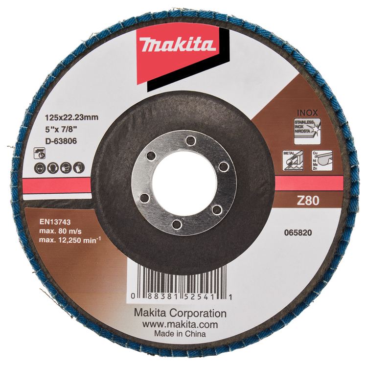 Makita accessoires disque de ponçage à lamelles 125mm z80 - d-63806-10 d-63806-10