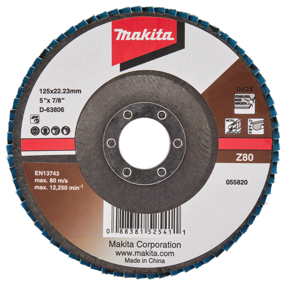 Makita accessoires disque de ponçage à lamelles 125mm z80 - d-63806 d-63806