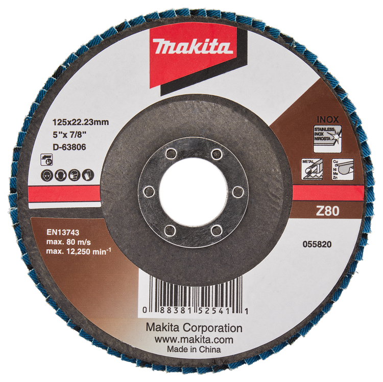Makita accessoires disque de ponçage à lamelles 125mm z80 - d-63806 d-63806