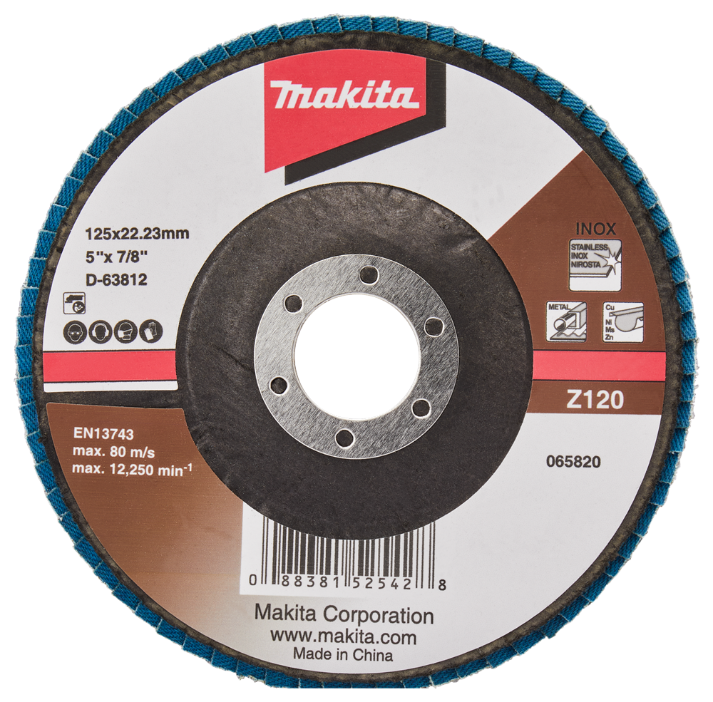 Makita accessoires disque de ponçage à lamelles 125mm z120 - d-63812-10 d-63812-10