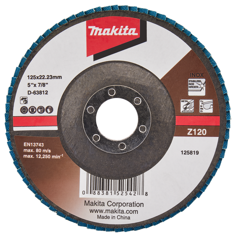 Makita accessoires disque de ponçage à lamelles 125mm z120 - d-63812 d-63812