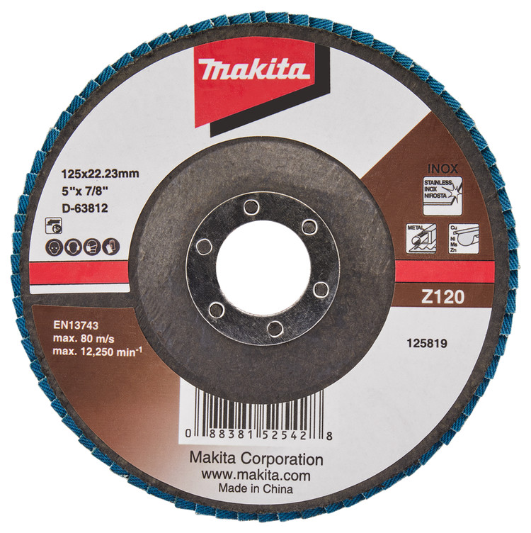 Makita accessoires disque de ponçage à lamelles 125mm z120 - d-63812 d-63812
