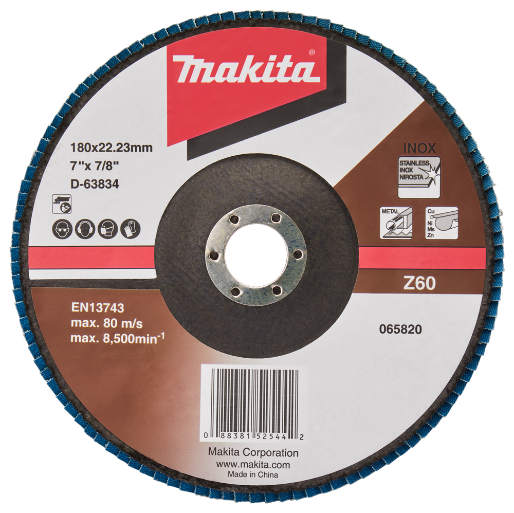 Makita accessoires disque de ponçage à lamelles 180mm z60 - d-63834-10 d-63834-10