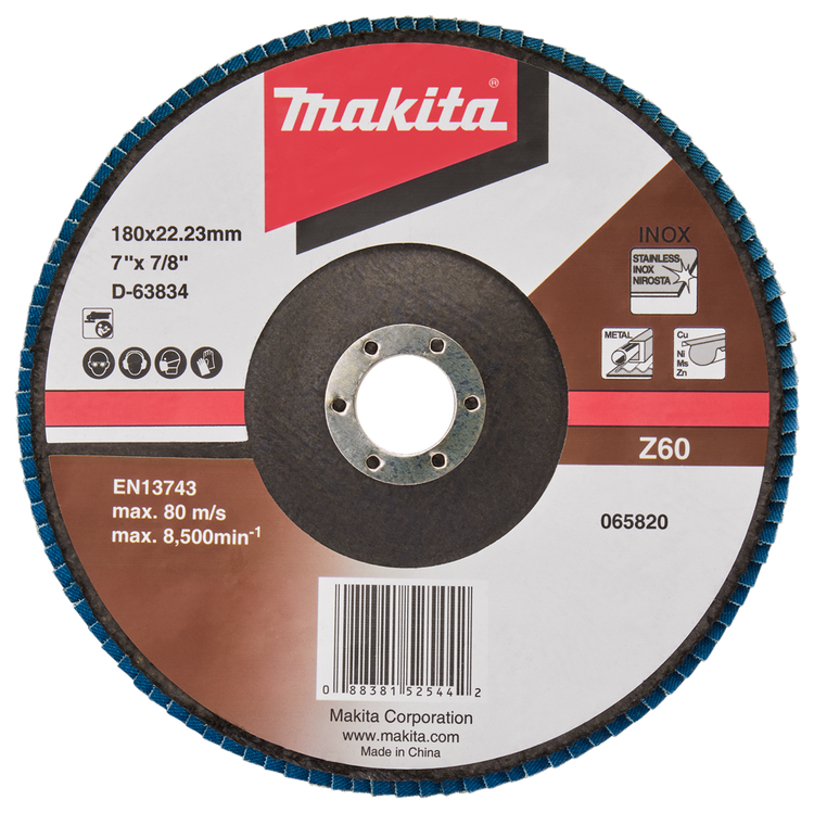 Makita accessoires disque de ponçage à lamelles 180mm z60 - d-63834-10 d-63834-10