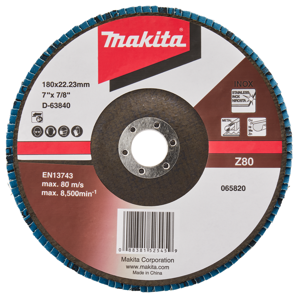 Makita accessoires disque de ponçage à lamelles 180mm z80 - d-63840-10 d-63840-10