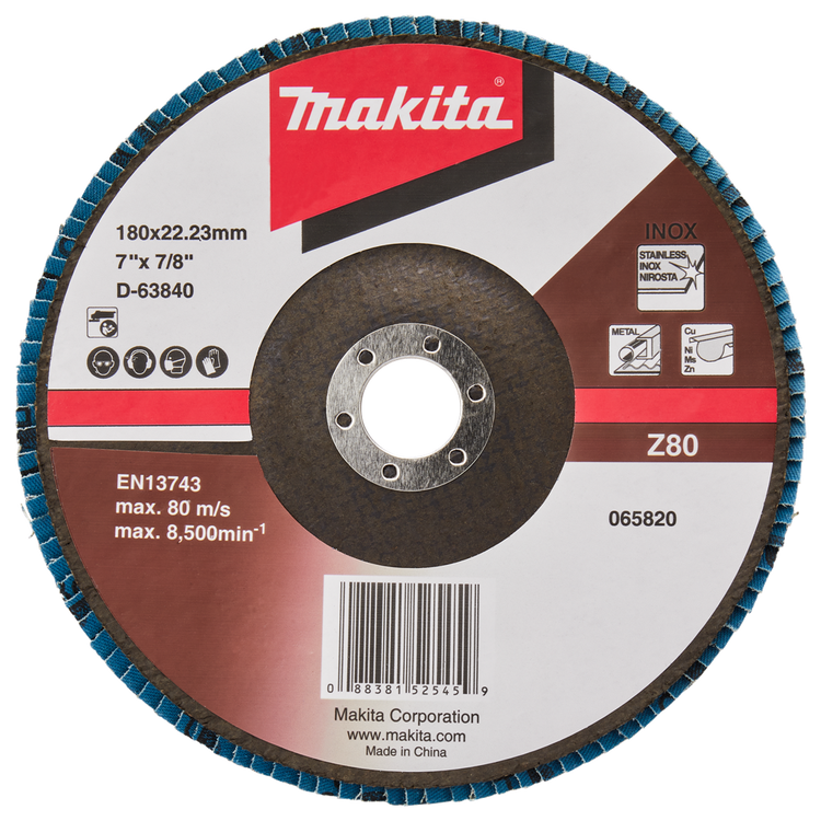 Makita accessoires disque de ponçage à lamelles 180mm z80 - d-63840-10 d-63840-10