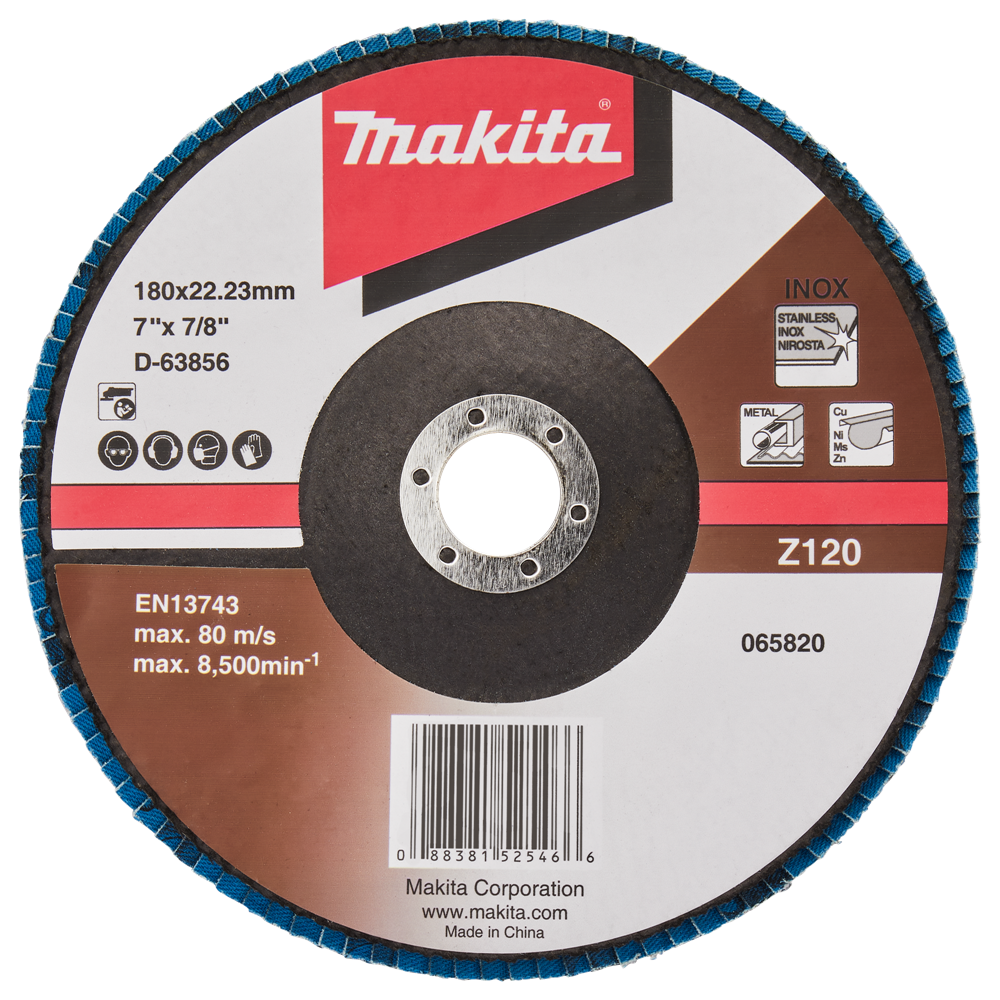 Makita accessoires disque de ponçage à lamelles 180mm z120 - d-63856-10 d-63856-10
