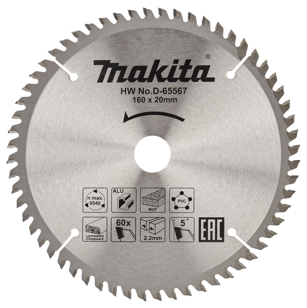 Accessoires Makita d-65567 lame de scie transversale | matériaux divers | 160x20x2,2 | 60 tonnes | 5g - d-65567