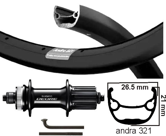KGS Roue arrière 28 pouces (622) Velg Andra 321 Cassette noire 8-10 V Disque