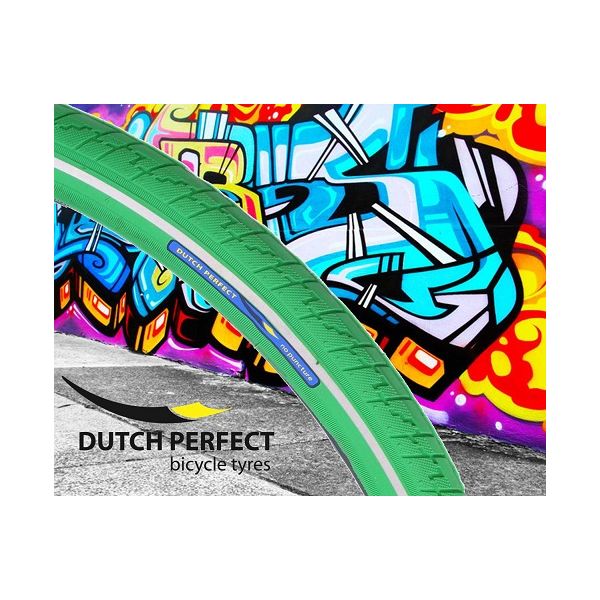 DutchPerfect Tire of Dutch Perfect 28 x 1,40 40-622 mm Green anti-fuite avec réflexion