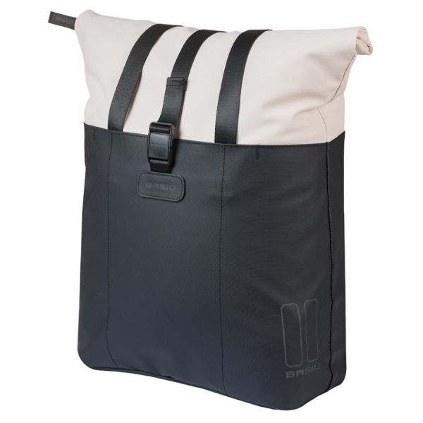 Basil shopper vive mik crochets 15-20l blanc cassé noir