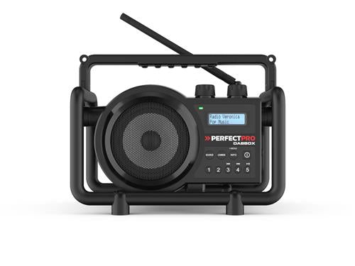 Perfectpro radio de chantier dabbox dab+ fm rds entrée auxiliaire bluetooth rechargeable