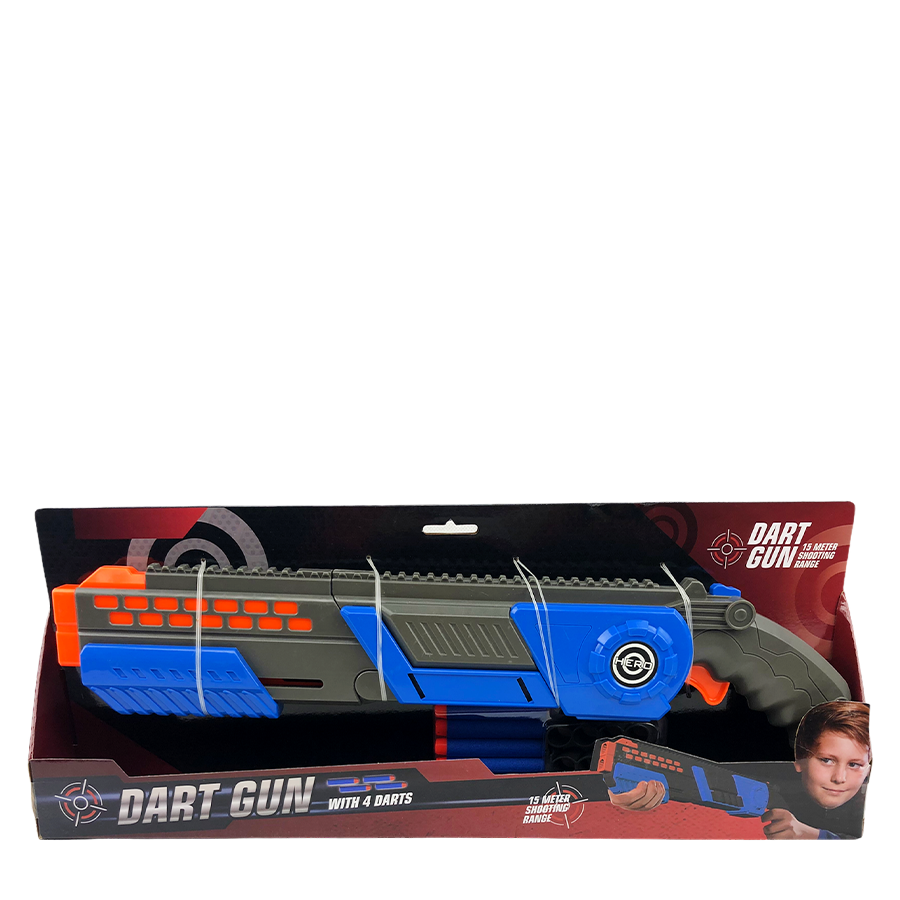Fusil de chasse à fléchettes avec 4 fléchettes bleu 47,5cm