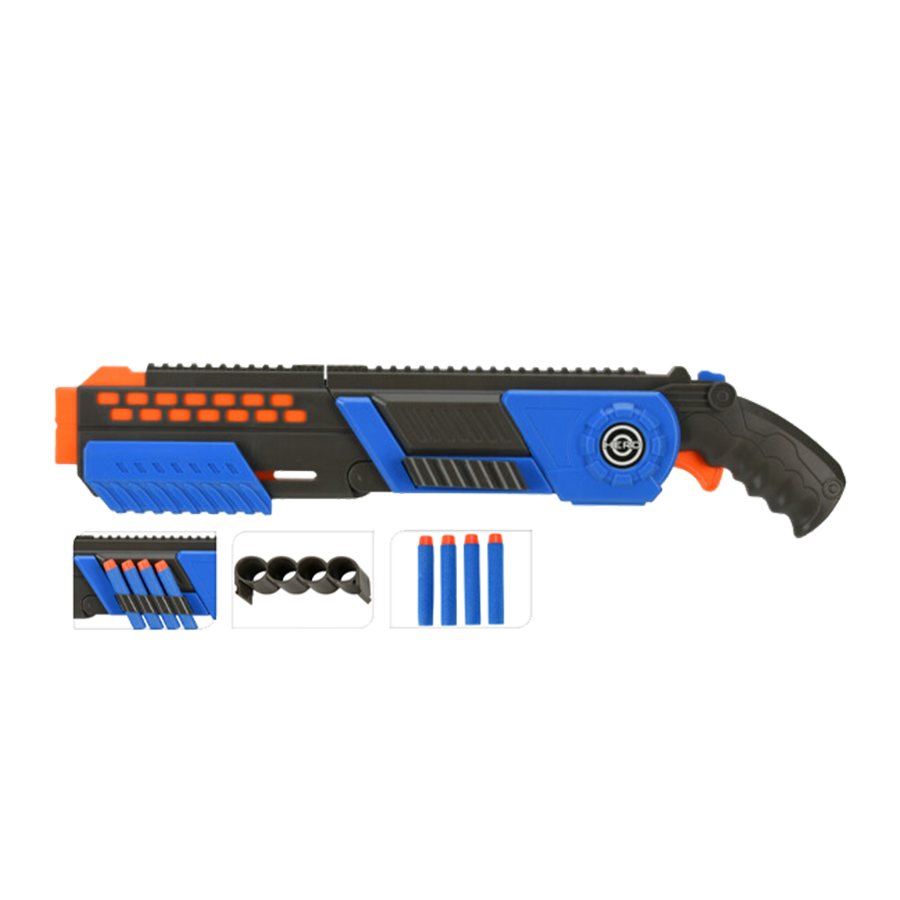 Fusil de chasse à fléchettes avec 4 fléchettes bleu 47,5cm