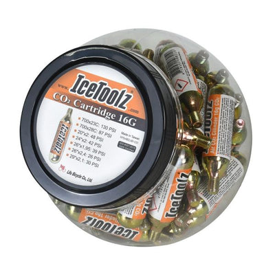 Cartouches de CO2 IceToolz 16g avec filetage A821 (pot de 50)