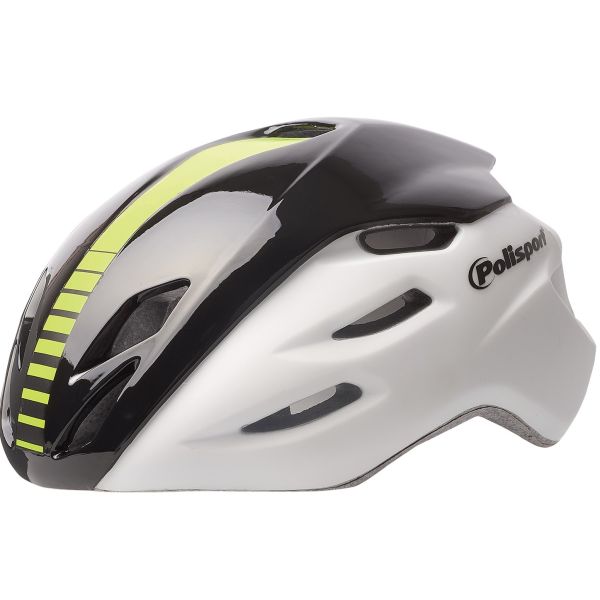 Casque Polisport Aero Road blanc mat brillant noir jaune L 58-61cm