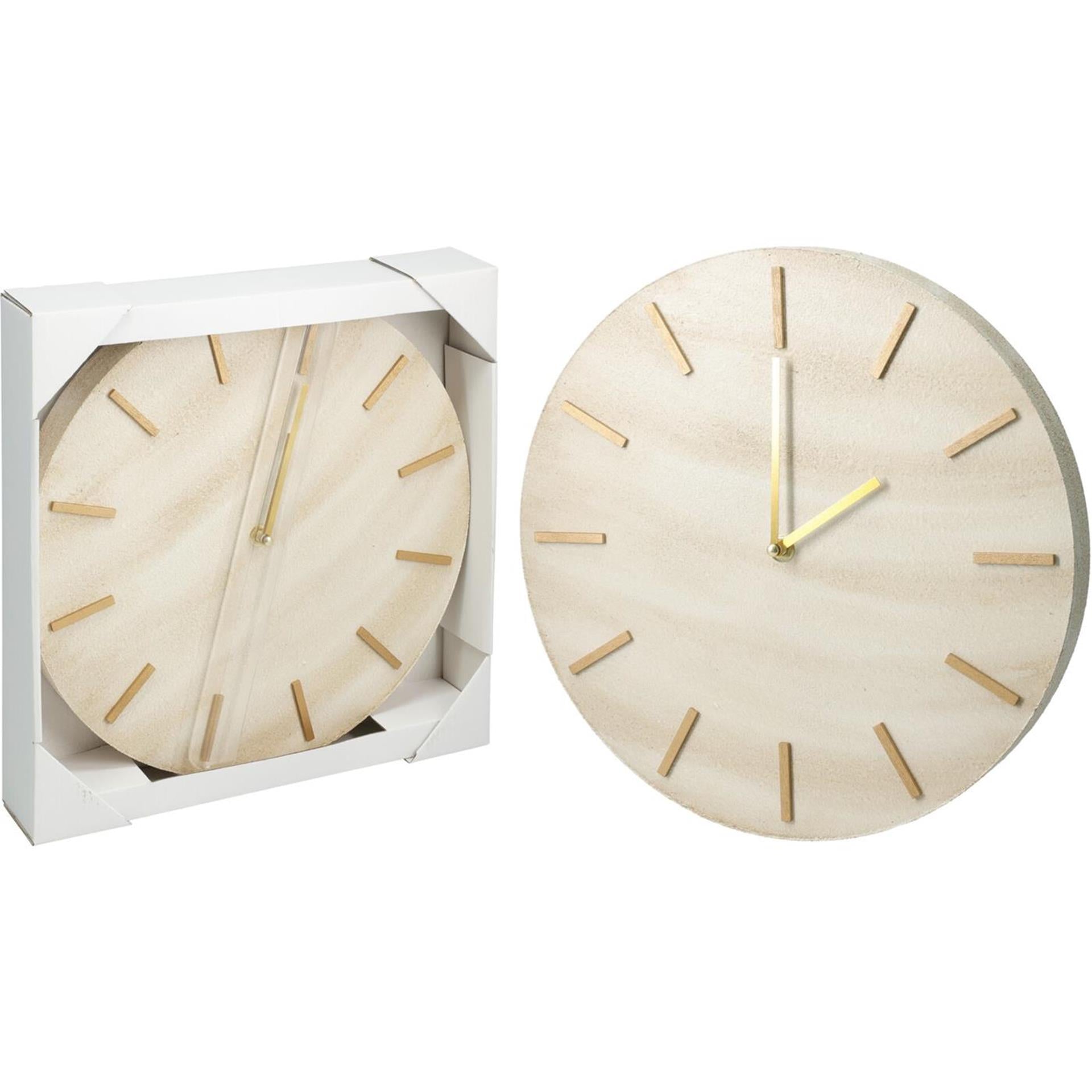 Horloge de décoration mdf aspect marbre ø30cm beige or