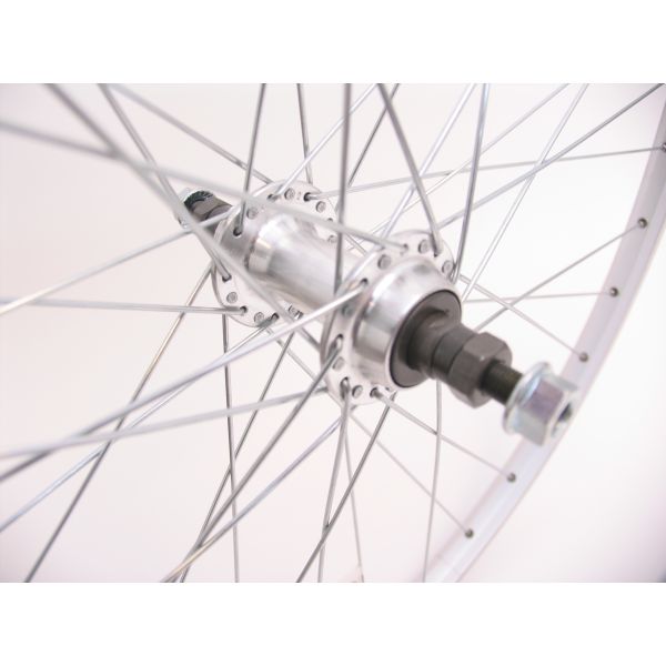 Roue arrière 28 x 1 4 zac19 argent massif en roue libre
