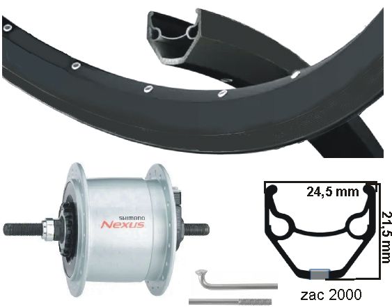 KGS Roue avant 28 pouces (622) ZAC2000 NAFD NAFD et R.Brake Axe fixe en acier inoxydable