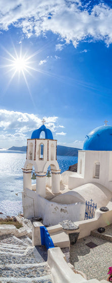 Autocollant de porte dekoidea mer Aegean 83 x 210 cm en vinyle blanc bleu