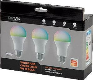 Denver LED GLS Mat RVB E27 9W 3-Pack Dimmable Smart Wi-Fi Tuya - LED5040