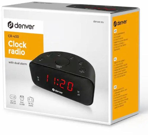 Radio-réveil Denver LED FM noir double alarme - 8140211