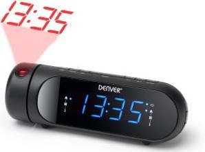 Radio réveil Denver avec projection LED double alarme noir + port USB - 8140230
