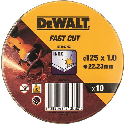 Dewalt accessoires étain 10pcs disque à tronçonner acier inoxydable 125x1x22.2mm - dt3507-qz
