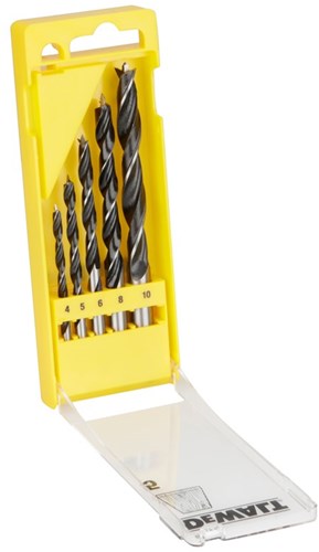 Cassette d'accessoires Dewalt, 5 pièces, foret hélicoïdal à bois (ø4mm-10mm) - dt4535-qz