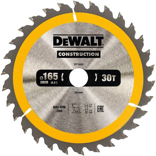 Accessoires Dewalt lame de scie circulaire 165x20x30t - dt1935-qz