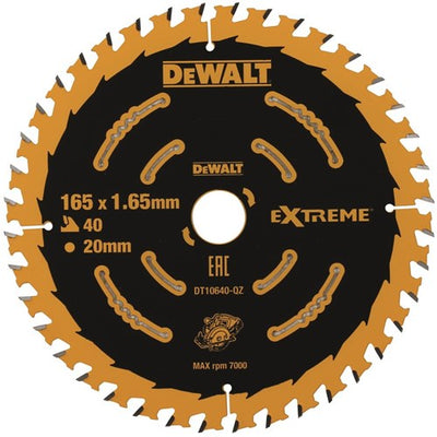 Accessoires Dewalt lame de scie circulaire 165x20x40t finition encoche 1,65mm - dt10640-qz