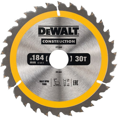 Accessoires Dewalt lame de scie circulaire 184x30x30t, positif 10°, encoche 2,6mm - dt1942-qz