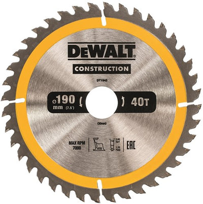 Accessoires Dewalt lame de scie circulaire 190x30x40t, positif 10°, encoche 2,6mm - dt1945-qz
