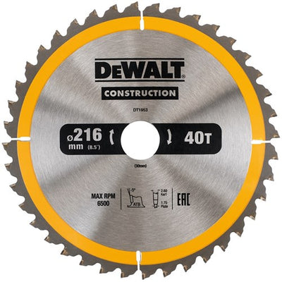 Dewalt accessoires dt1953 lame de scie circulaire de construction - 216x30x40t - bois - dt1953