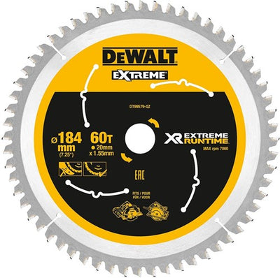 Accessoires Dewalt | lame de scie circulaire extrême | 184x20x60t - dt99579-qz