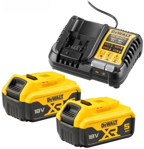 Accessoires Dewalt dcb1104p2-qw ensemble de valeurs de batterie 18v : 2x batteries 5,0ah + chargeur multi xr - dcb1104p2-qw