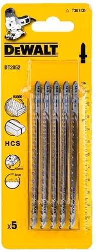 Accessoires Dewalt lame de scie sauteuse hcs pour des coupes rapides et propres dans le bois <60 mm, 118 x 91 x 3 mm, (t301cd) - dt2052-qz