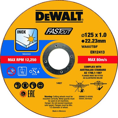 Dewalt accessoires disque à tronçonner métal 125x1x22,2mm 100 pièces - dt20540-qz