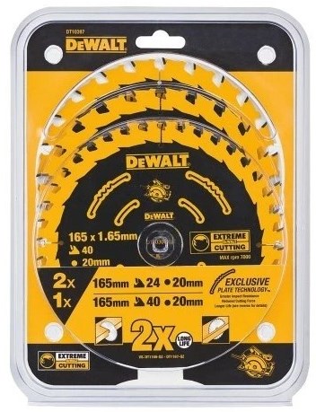Accessoires Dewalt dt10397-qz jeu de lames de scie circulaire extrême 165x20 | 3 pièces - dt10397-qz