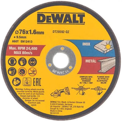 Accessoires Dewalt disque de coupe dt20592-qz | métal | 76 x 1,0 x 22,23 mm | 3 pièces - dt20592-qz