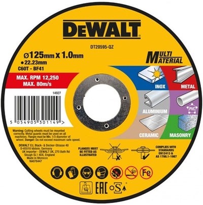 Accessoires Dewalt disque de coupe dt20595-qz | multimatériaux | 125 x 1,0 x 22,2 mm - dt20595-qz