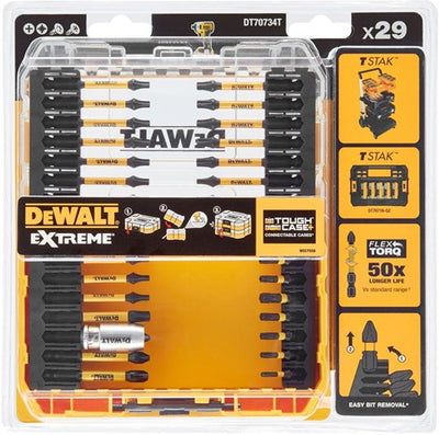 Accessoires Dewalt dt70734t-qz | Jeu d'embouts de tournevis flextorq de 29 pièces - dt70734t-qz