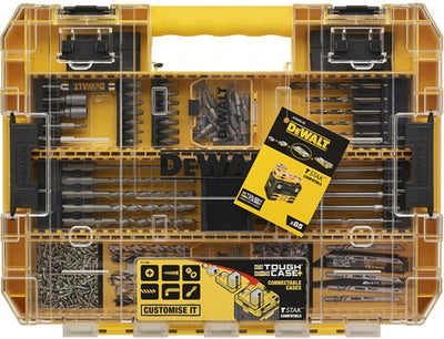 Accessoires Dewalt dt70763-qz | Coffret 85 pièces, forets rapides, forets à métaux, béton SDS+, embouts torx, coffret robuste - dt70763-qz
