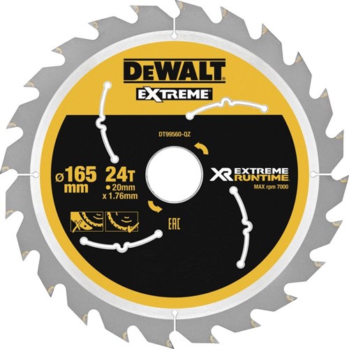 Accessoires Dewalt dt99560 xr lame de scie circulaire 165x20mm 24 dents - dt99560-qz