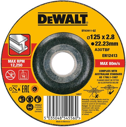 Accessoires Dewalt extreme 2x disque à tronçonner métal 125 x 2,8 x 22,2 mm - dt43911-qz