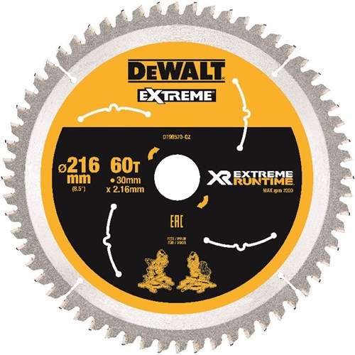 Accessoires Dewalt lame de scie circulaire à autonomie extrême 216 mm x 30 mm 60t - dt99570-qz