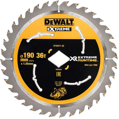 Accessoires Dewalt lame de scie circulaire à durée d'exécution extrême pour dcs577 190mm 36t (alésage en forme de diamant) - dt40271-qz
