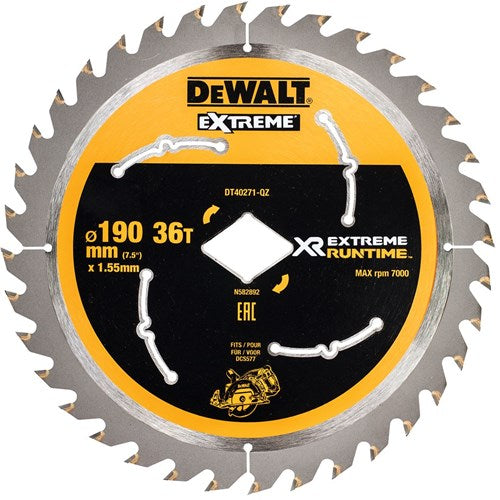 Accessoires Dewalt lame de scie circulaire à durée d'exécution extrême pour dcs577 190mm 36t (alésage en forme de diamant) - dt40271-qz
