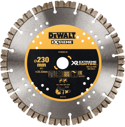 Accessoires Dewalt disque diamant à autonomie extrême, segmenté, ø230mm 22,2mm (dcs690) - dt40260-qz